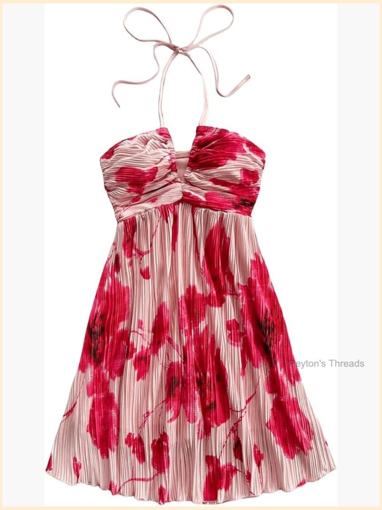 Tie Dye Halter Backless Cami Dress With Stretchy Fabric